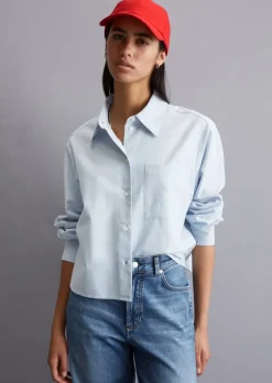Oxford-Bluse cropped aus Organic Cotton