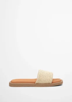 Pantolette in Raffiabast-Optik