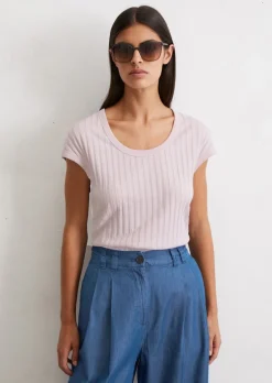 Pointelle-T-Shirt slim aus softem Modal-Organic-Cotton-Mix