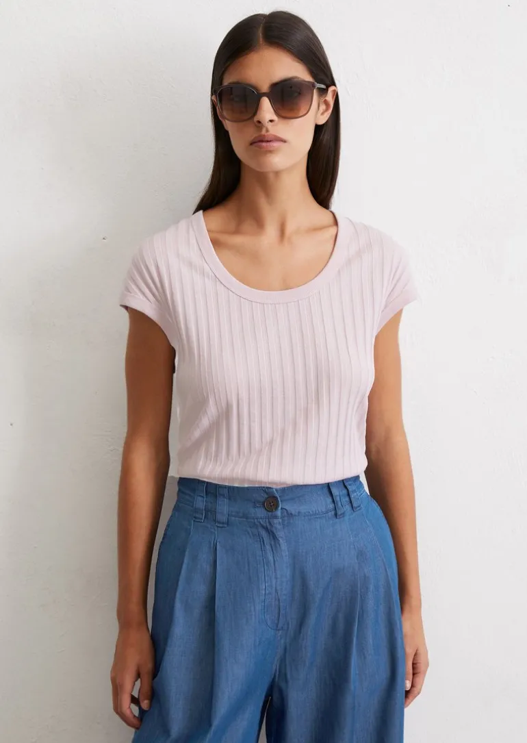 Pointelle-T-Shirt slim aus softem Modal-Organic-Cotton-Mix