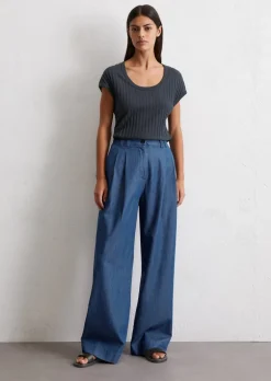 Pointelle-T-Shirt slim aus softem Modal-Organic-Cotton-Mix