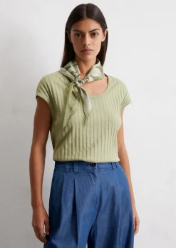 Pointelle-T-Shirt slim aus softem Modal-Organic-Cotton-Mix