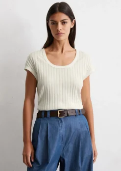 Pointelle-T-Shirt slim aus softem Modal-Organic-Cotton-Mix