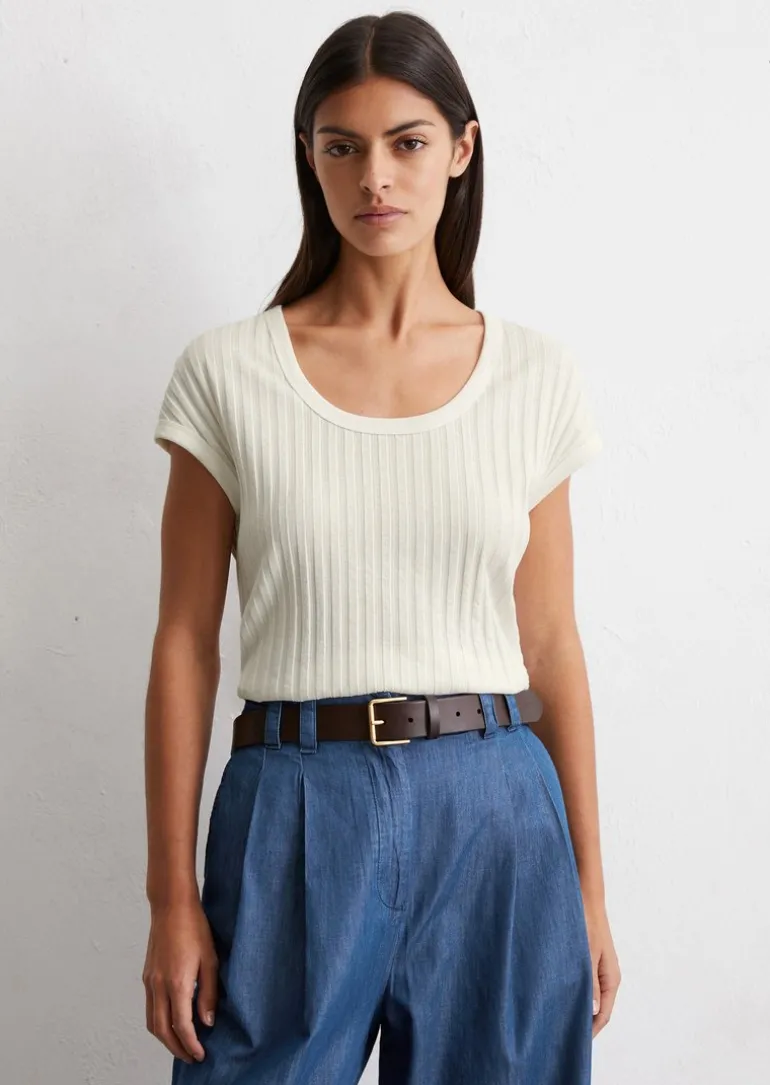 Pointelle-T-Shirt slim aus softem Modal-Organic-Cotton-Mix