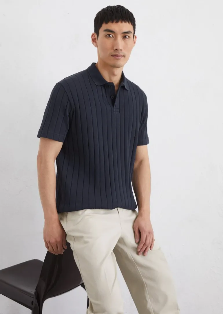 Poloshirt Jersey regular mit breiter Rippstruktur