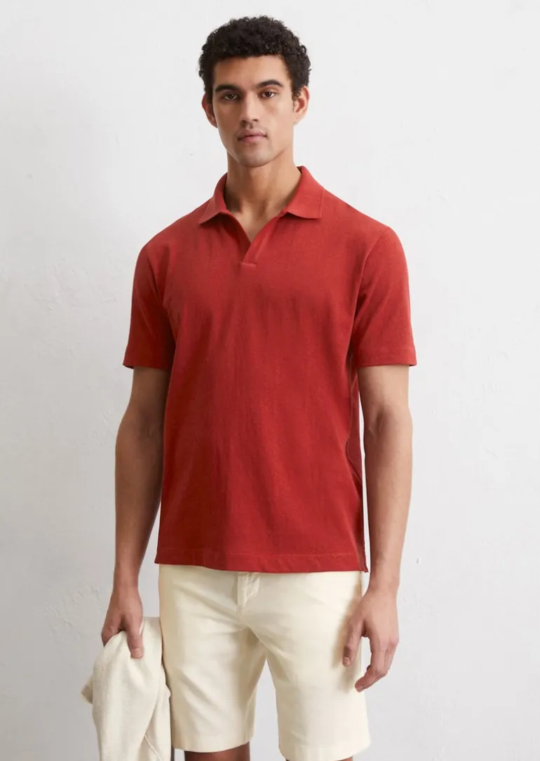 Poloshirt Jersey regular aus Bio-Baumwolle und Leinen