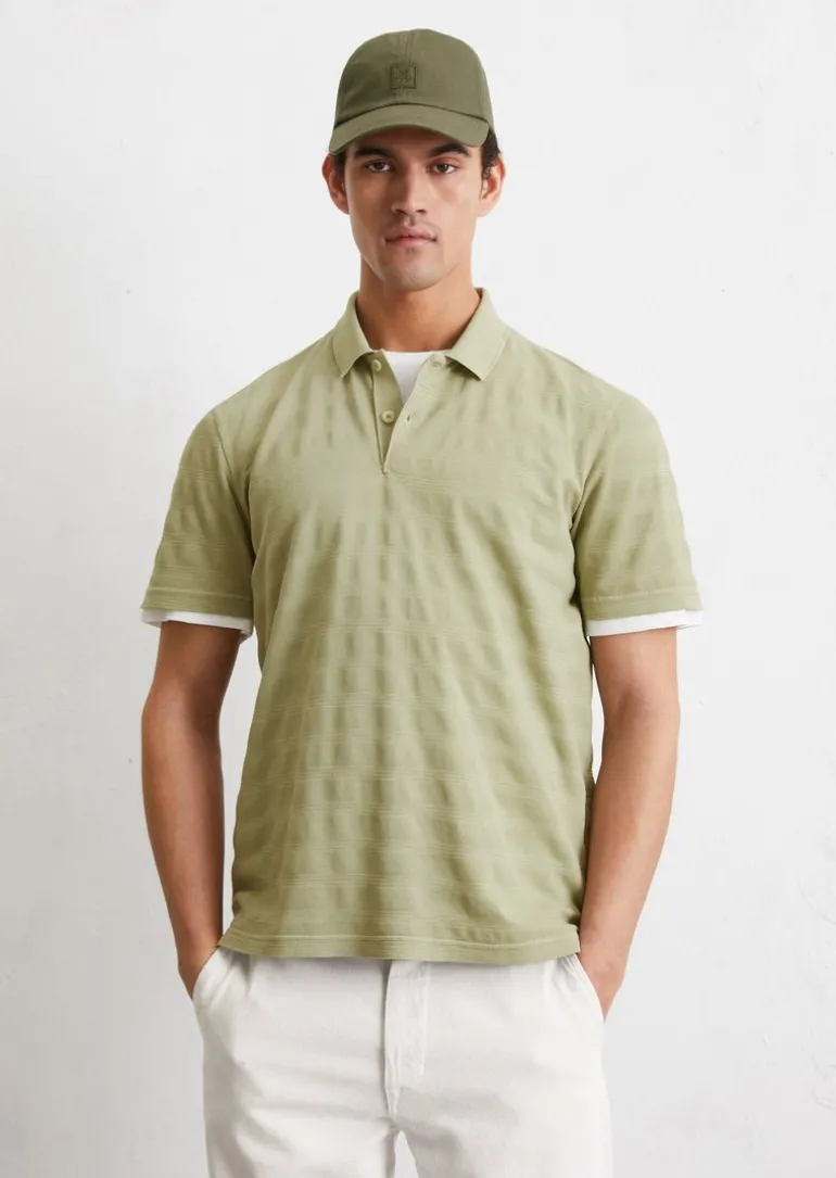 Poloshirt Jersey regular mit Streifenstruktur