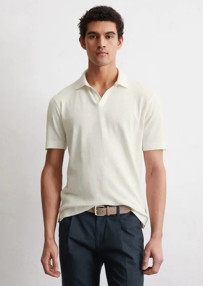 Poloshirt Jersey regular aus Bio-Baumwolle und Leinen