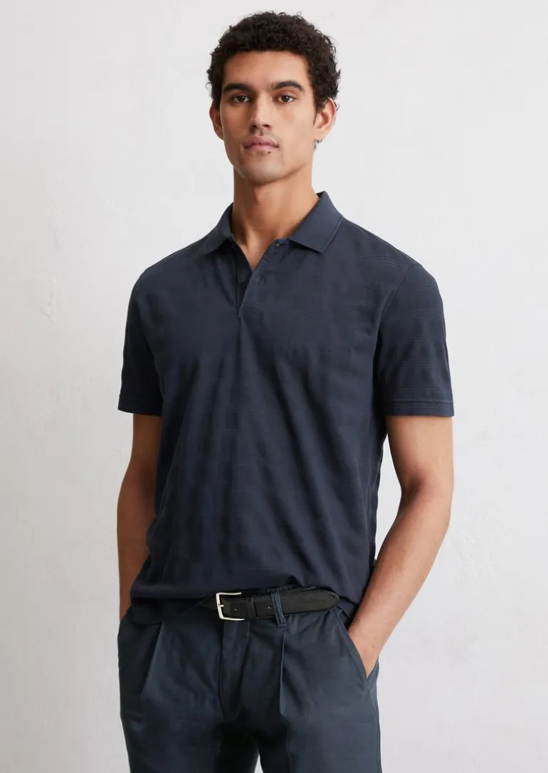 Poloshirt Jersey regular mit Streifenstruktur