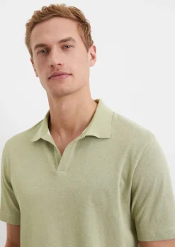 Poloshirt Jersey regular aus Bio-Baumwolle und Leinen