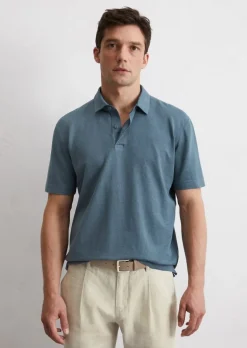 Poloshirt Jersey regular aus hochwertigem Leinen-Mix