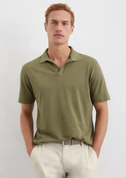 Poloshirt Jersey regular aus Bio-Baumwolle und Leinen