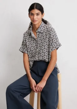 Print-Bluse regular aus feinem Single Jersey