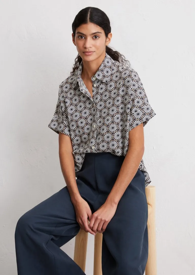 Print-Bluse regular aus feinem Single Jersey