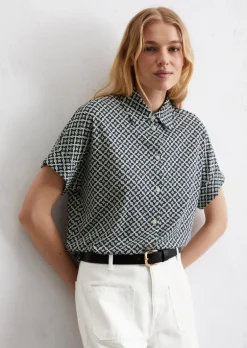 Print-Bluse regular aus feinem Single Jersey