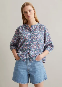 Print-Bluse relaxed aus Baumwoll-Voile