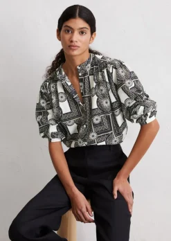 Print-Bluse relaxed aus Silky-Touch-Voile