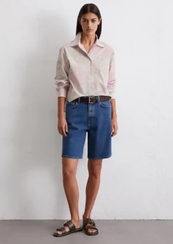 Print-Bluse relaxed cropped aus Papertouch-Popeline