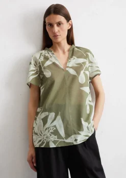Print-Blusen-Shirt regular aus leichtem Baumwolle-Voile