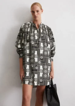 Print-Hemdblusenkleid relaxed aus leichtem Baumwoll-Voile
