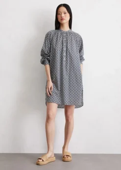Print-Hemdblusenkleid relaxed aus leichtem Baumwoll-Voile