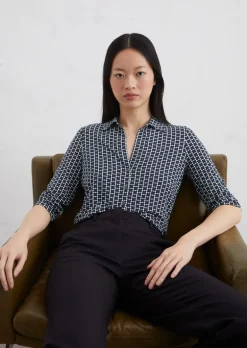 Print-Jerseybluse regular aus LENZING™ ECOVERO™