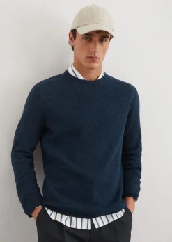 Pullover regular aus strukturiertem Bio-Baumwoll-Mix