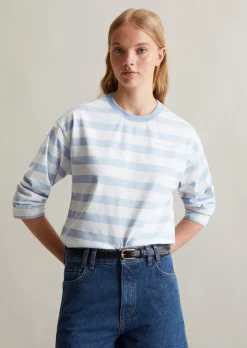 Ringel-Longsleeve oversized aus garngefärbtem Heavy Jersey