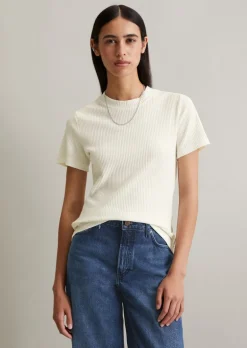 Ripp-Jersey-T-Shirt slim aus elastischem Bio-Baumwolle-Mix