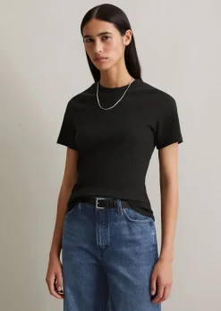 Ripp-Jersey-T-Shirt slim aus elastischem Bio-Baumwolle-Mix