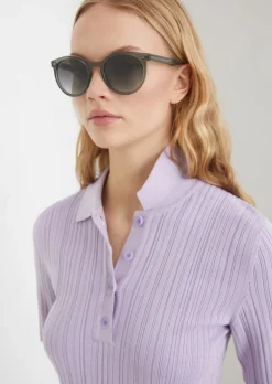 Ripp-Poloshirt slim aus Organic Cotton