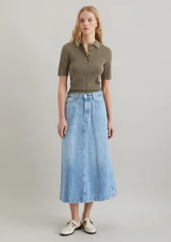 Ripp-Poloshirt slim aus Organic Cotton