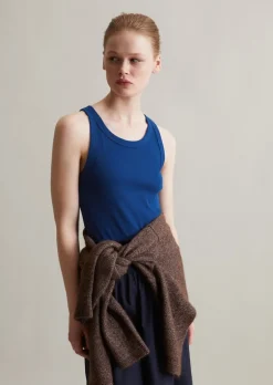 Ripp-Tanktop slim aus Bio-Baumwoll-Stretchjersey