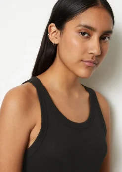 Ripp-Tanktop slim aus Bio-Baumwoll-Stretchjersey