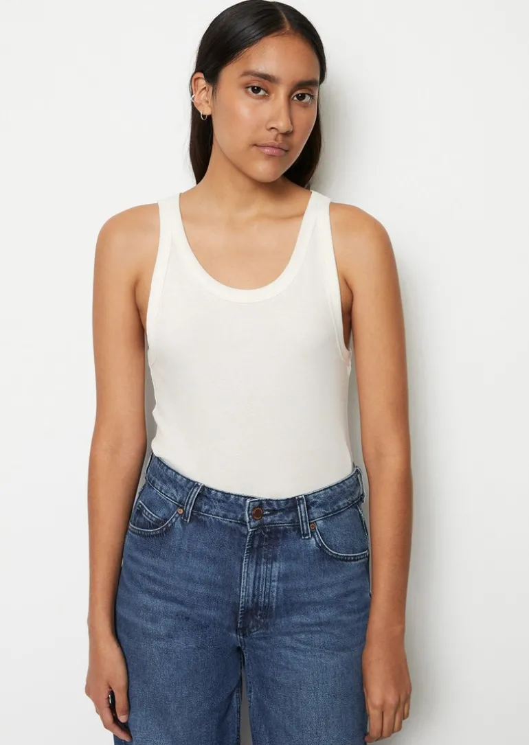 Ripp-Tanktop slim aus Bio-Baumwoll-Stretchjersey