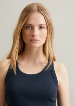 Ripp-Tanktop slim aus Bio-Baumwoll-Stretchjersey