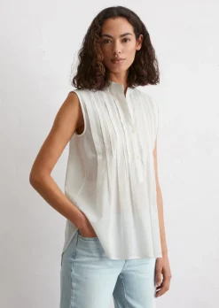 Ärmellose Bluse relaxed aus Silky-Touch-Baumwoll-Voile