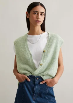 Ärmellose Strickweste regular aus Baumwoll-Multicolor-Garn