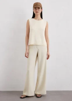 Ärmelloser Strickpullover regular aus Leinen-Mix