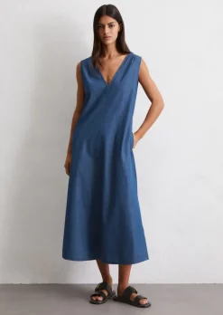 Ärmelloses Denim-Kleid flared mit TENCEL™ Lyocell