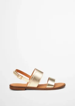 Sandale aus Rindleder mit Glanz-Effekt