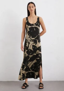 Satinkleid regular aus bedrucktem Viskose-Stretch