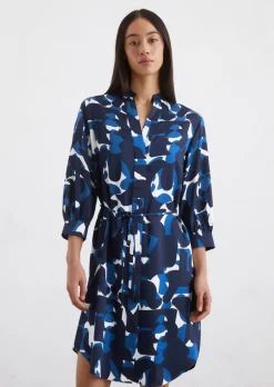 Satinkleid relaxed aus bedruckter Viskose