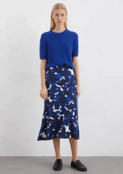 Satinrock flared aus bedruckter Viskose