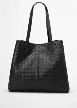 Shopper large aus geflochtenem Rindleder