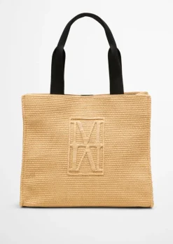 Shopper large in Raffia-Bast-Optik