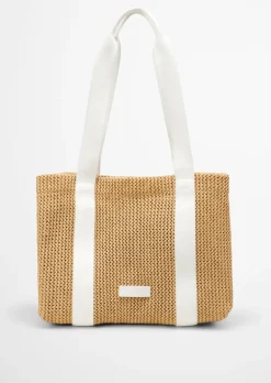 Shopper medium in Crochet-Raffia-Bast-Optik