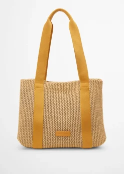 Shopper medium in Crochet-Raffia-Bast-Optik