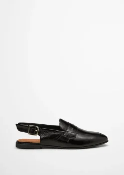 Slingback-Loafer aus veredeltem Rindleder