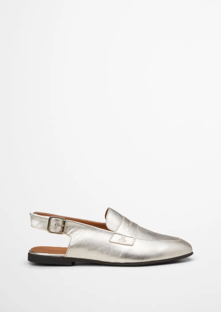 Slingback-Loafer aus veredeltem Rindleder